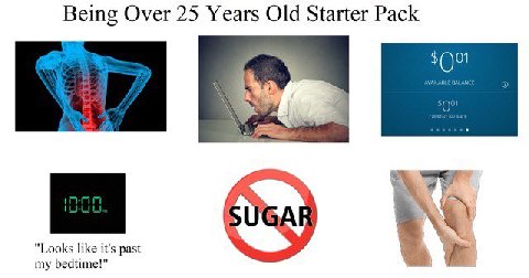 Being Over 25 Years Old Starter Pack "Looks like it's past my bedtime!"
