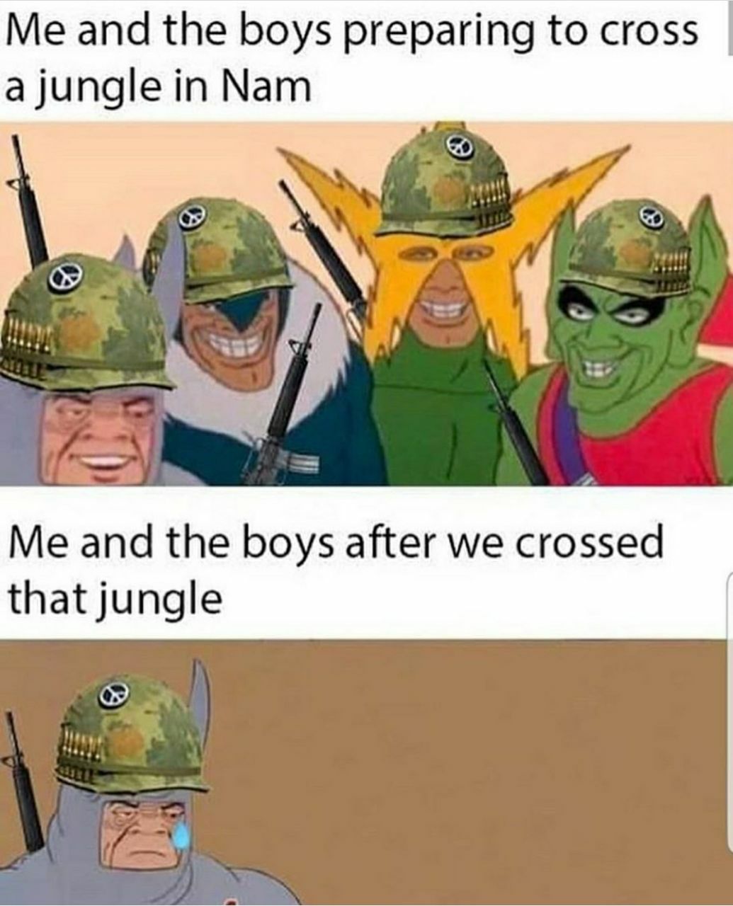 Me and the boys preparing to cross a jungle in Nam 4 4 Me and the boys after we crossed that jungle