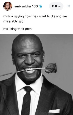 eee Follow К). yuri-soldier400 mutual saying how they want to die and are miserably sad me liking their post: