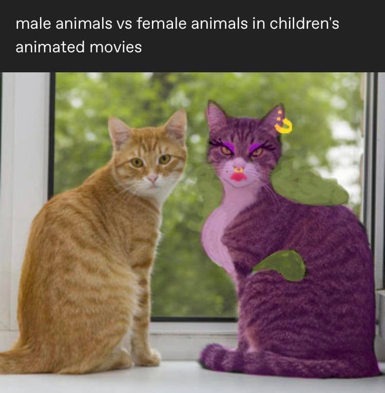 male animals female animals in children's animated movies