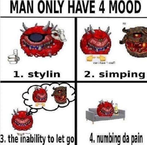 MAN ONLY HAVE 4 2. simping 3, to let 4, numbing pain
