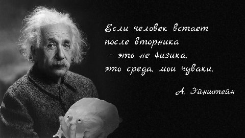 a человек бстает после вторника это He физика, зто среда, Mou чиваки. A. Зйнитейн