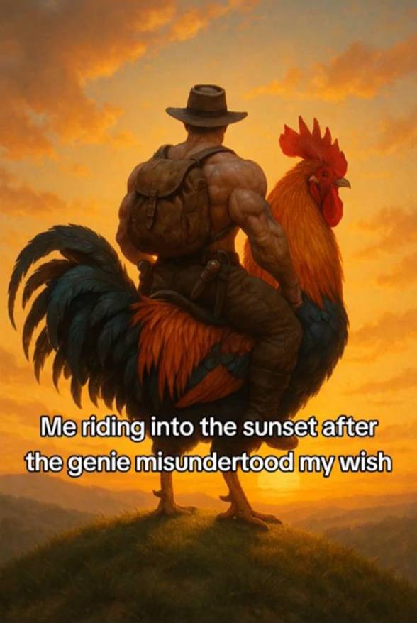 riding into the sunset after the genie misundertood my wish