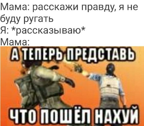 Мама: расскажи правду, я не буду ругать Я: Мама: ПРЕДСТАВЬ 4 НАХУИ