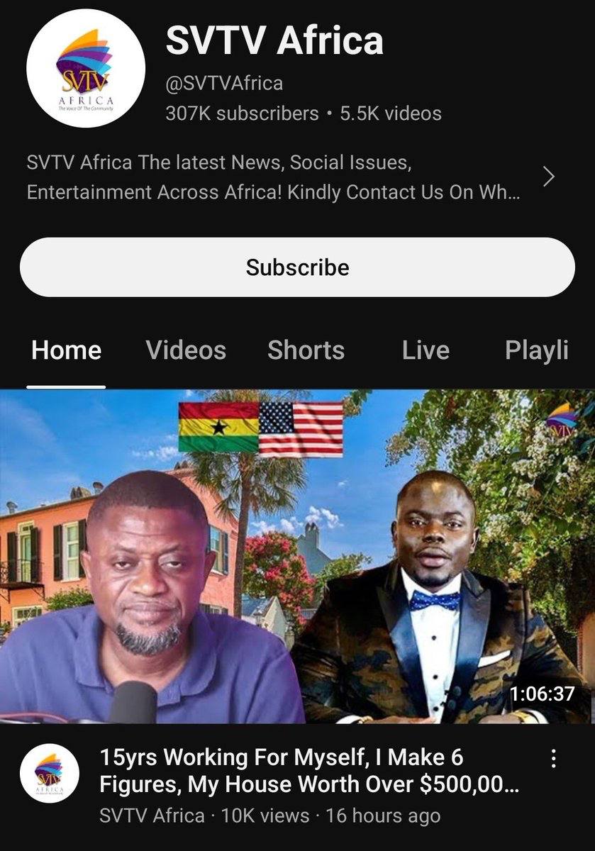 SVTV Africa @SVTVAfrica subscribers videos SVTV Africa The latest News, Social Issues, Entertainment Across Africa! Kindly Contact On Home Videos Shorts Live Playli 7 5 1:06:37 15yrs Working For Mysel