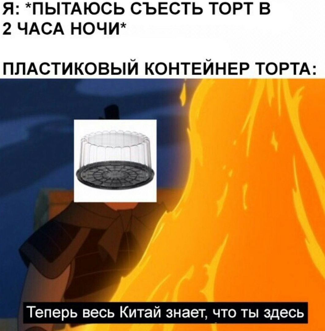 Я: *ПЫТАЮСЬ СЪЕСТЬ ТОРТ В 2 ЧАСА НОЧИ* ПЛАСТИКОВЫЙ КОНТЕЙНЕР ТОРТА Теперь весь Китай знает, что ты здесь