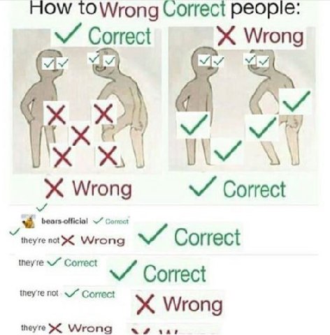 HOw toWrong Lorrect people: Correct Wrong Wrong Correct 4 bears.official theyre Wrong Correct theyre Correct Correct they're по! Correct theyre>< Wrong Wrong