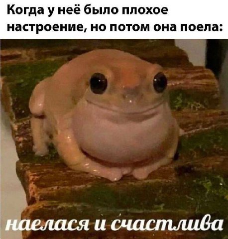 неё было плохое настроение, но потом она поела: наелася и счастлива