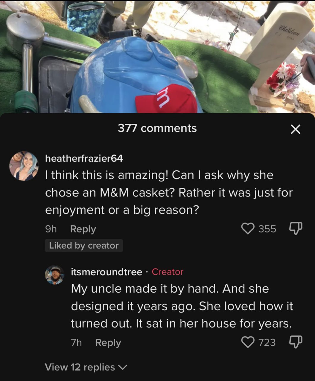 4 377 comments heatherfrazier64 I think this is amazing! Can ask why she chose an casket? Rather it was just for enjoyment or a big reason? Liked creator itsmeroundtree Creator My uncle made it hand. 