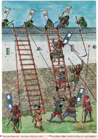 Great Meme War- The Siege of Yotsuba Castie Assaulting ladders: iwaishi-hashigo and tsugi-hashigo.