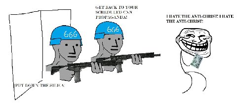 СЕТ BACK ТО YOUR SCHEDULED CNN PROPAGANDA! HATE THE ANTI-CHRIST! HATE THE ANTI-CHRIST! i PUT DQWN THE SILICA!