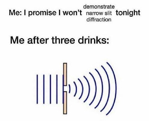 demonstrate promise won’t narrow slit tonight diffraction Me after three drinks: