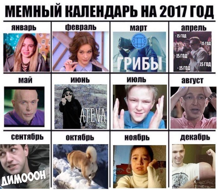 МЕМНЫЙ КАЛЕНДАРЬ НА 2017 ГОД январь февраль март апрель We 4 real май июль август сентябрь октябрь ноябрь декабрь