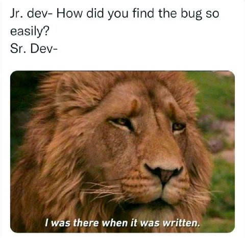 dev- How did you find the bug so easily? Dev- was there when it was written.
