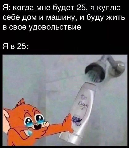 Я: когда мне будет 25, я куплю себе дом и машину, и буду жить в свое удовольствие 25: