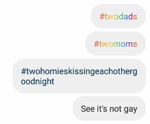 #twodads #twomoms #twohomieskissingeachotherg oodnight See it's not gay