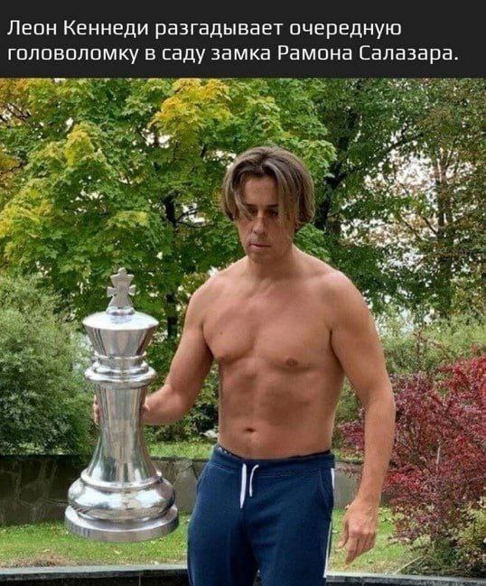 Леон Кеннеди разгадывает очередную головоломку в саду замка Рамона Салазара.