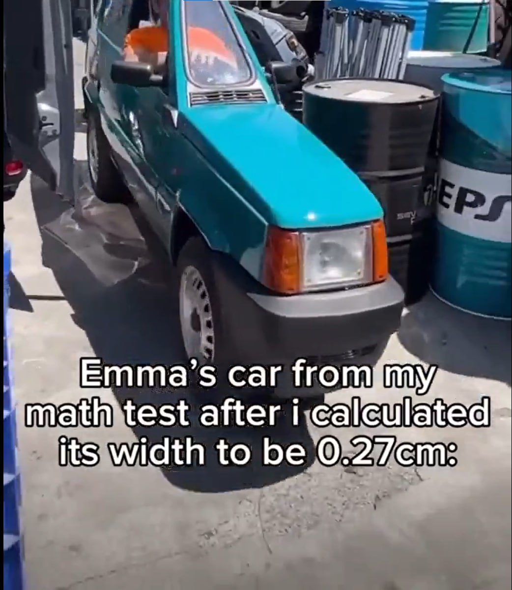 car math test after i its width to be