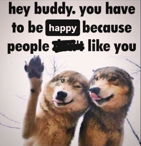 hey buddy. you have to be because people like you
