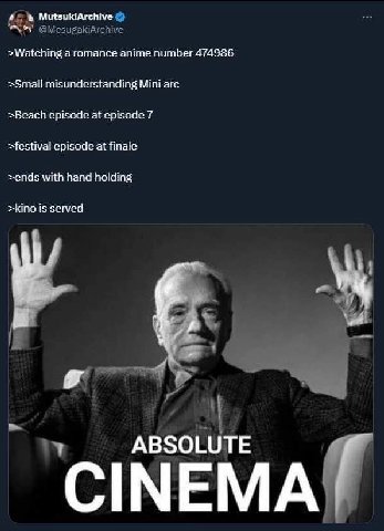 MutsukiArchive >Watching а romance anime number 474986 >Small misunderstanding Mini arc >Beach episode at episode 7 >festival episode at finale >ends with hand holding >kino is served ‚А ABSOLUTE CINE