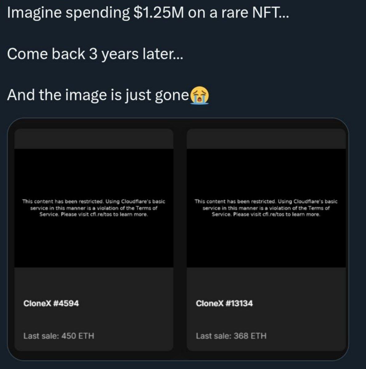 Imagine spending а rare МЕТ... Come back 3 years later... And the image is just This content has been restricted. Using Cloudflare’s basic This content has been restricted, Using Cloudflare’s basic se