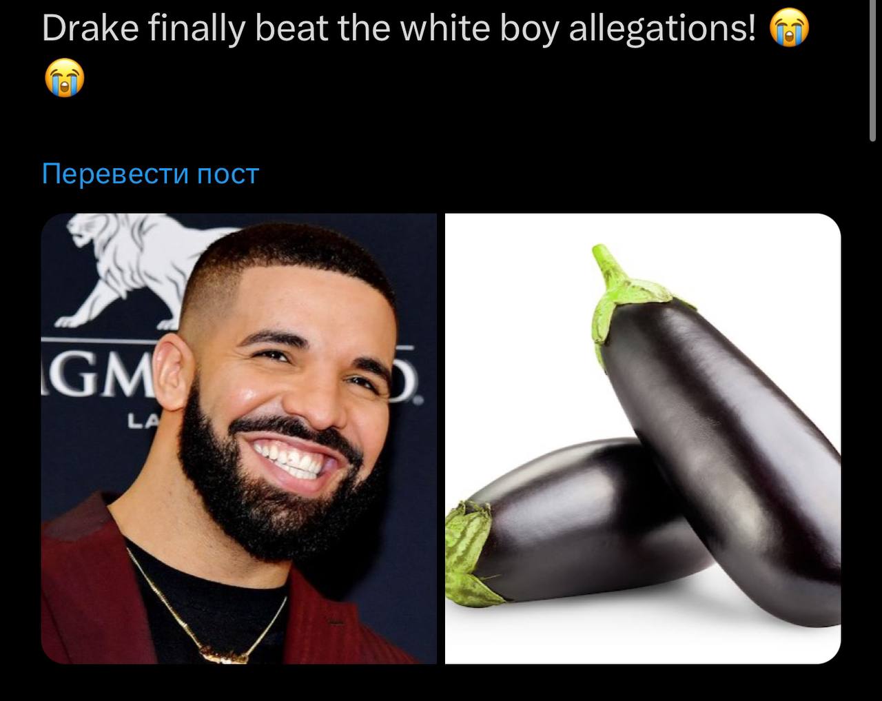 Drake finally beat the white boy allegations! Перевести пост С
