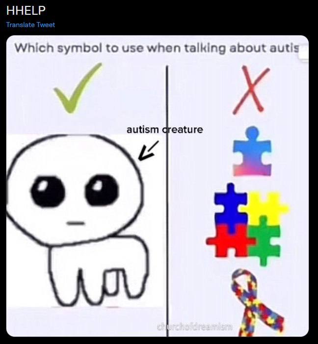 HHELP Which symbol to use when talking about autis autism greature