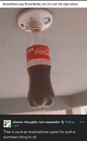Sometimes you fit perfectly, but it's not the right place shower-thoughts-last-responder That is such an inspirational quote for sucha dumbass thing to