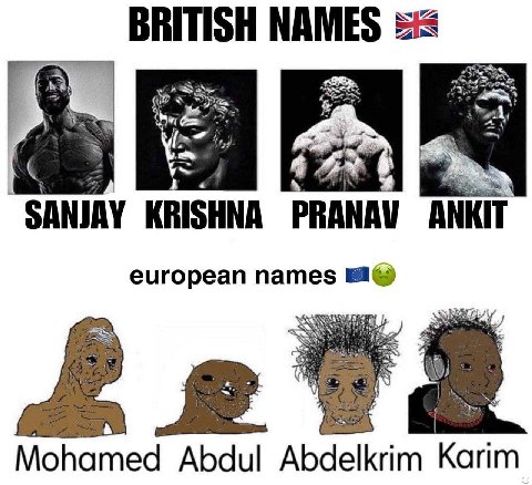 BRITISH NAMES 4% SANJAY KRISHNA РВАМАМ ANKIT european names Mohamed Abdul Abdelkrim Karim