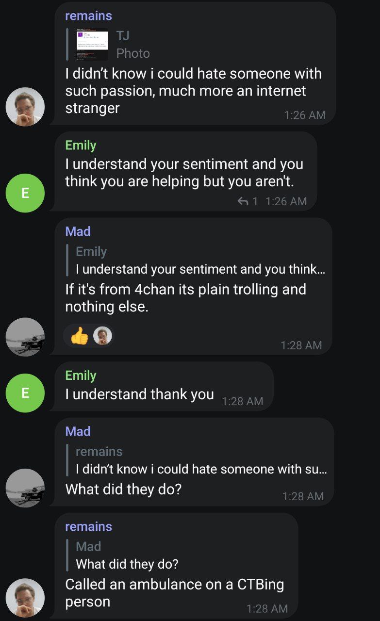 >I didn't know I could hate someone with such passion
He said it against people calling ambulance after finding someone killing themselves.

I can't stand internet lately.