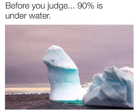 Before you judge... 90% is under water.