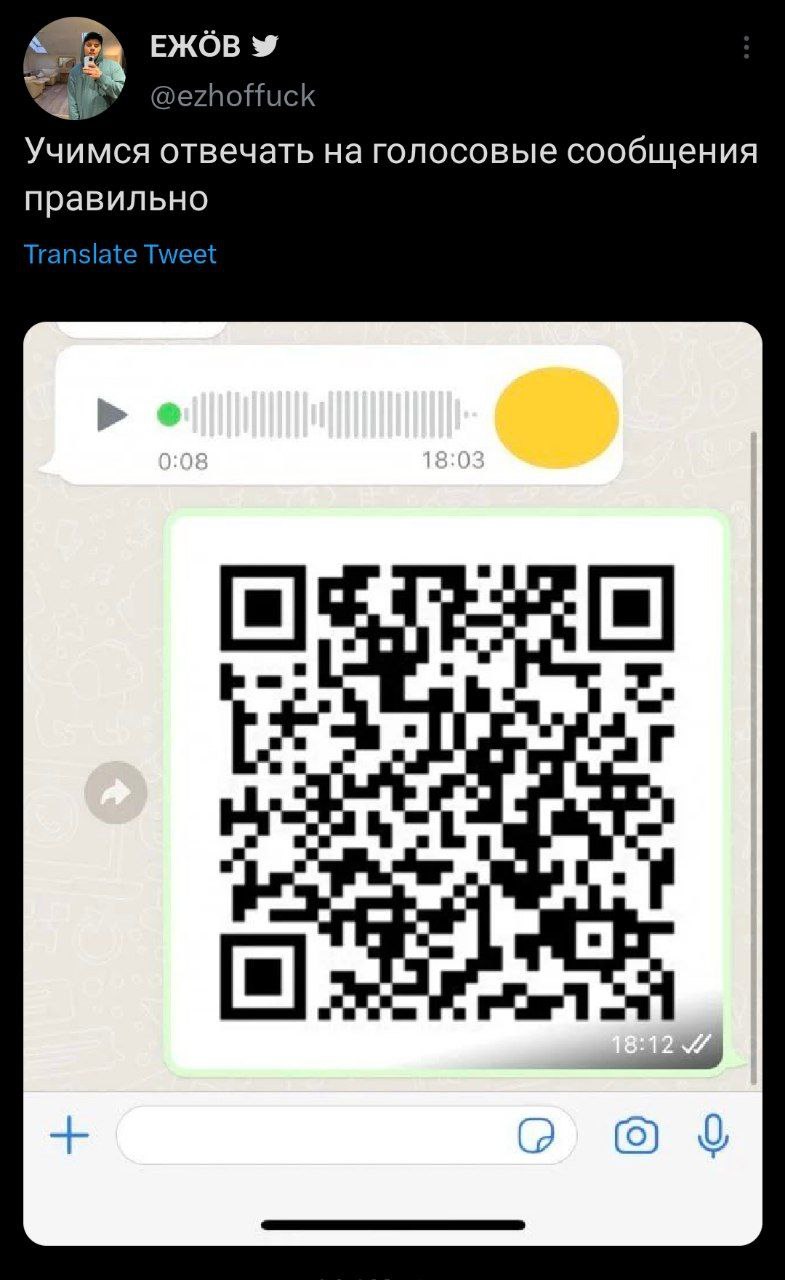 @ezhoffuck Учимся отвечать на голосовые сообщения правильно Translate Tweet в is