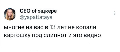 CEO 5 @yapatlataya многие из вас в 13 лет не копали картошку под слипнот и это видно