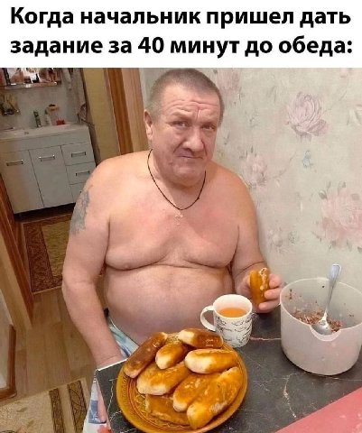 Когда начальник пришел дать задание за 40 минут до обеда: