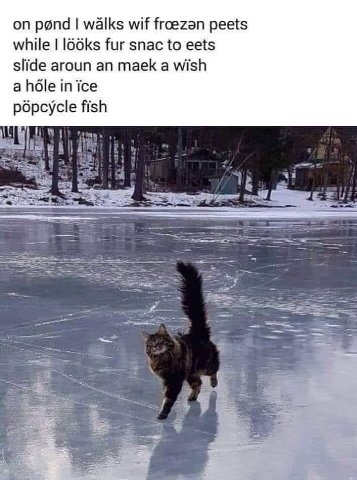 pénd walks wif froezan peets while l66ks fur snac to eets slide aroun an maek a wish a inice рорсусе fish