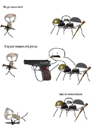 We got scavs here! Drop your weapons and give up- 3 пожрать бы конечно не помешало