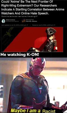 Could 'Апте' Be The Next Frontier Of Right-Wing Extremism? Our Researchers Indicate A Startling Correlation Between Anime Watchers And Online Hate Speech. Me watching K-ON! a Maybe/ama