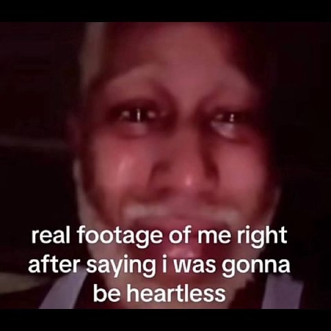 real footage of me right after saying i was gonna be heartless