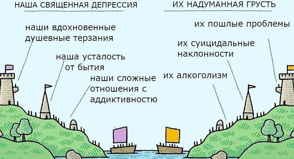 НАША СВЯЩЕННАЯ ДЕПРЕССИЯ НАДУМАННАЯ ГРУСТЬ наши вдохновенные пошлые проблемы душевные терзания суицидальные наклонности наша усталость бытия наши сложные алкоголизм отношения с аддиктивностю 4, ify a 