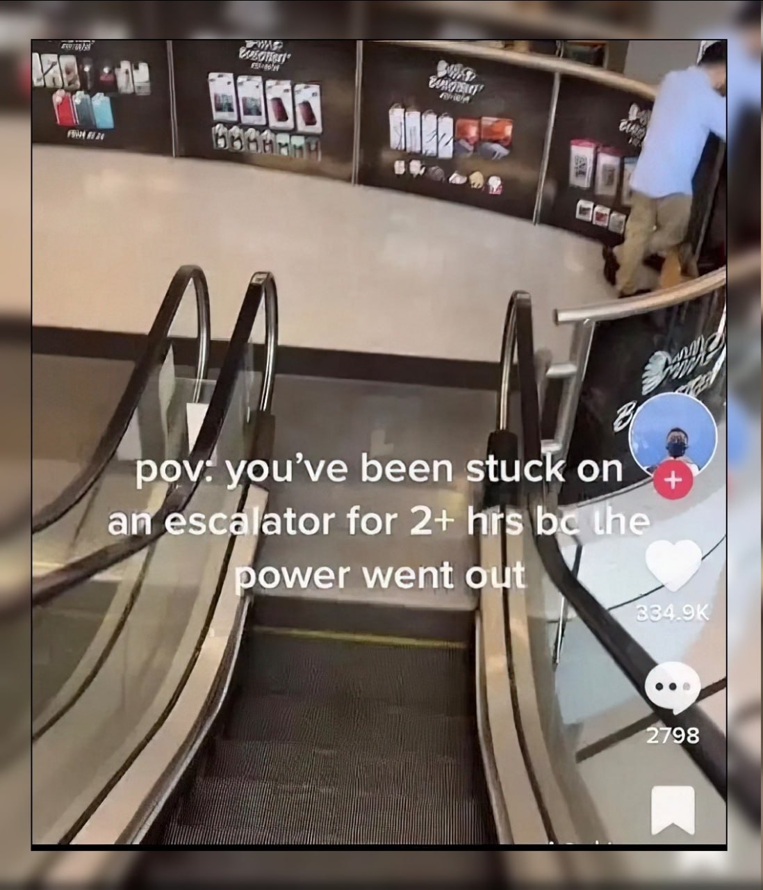 pov: you’ve been stuck an escalator for 2+ hrs be power went out 2798
