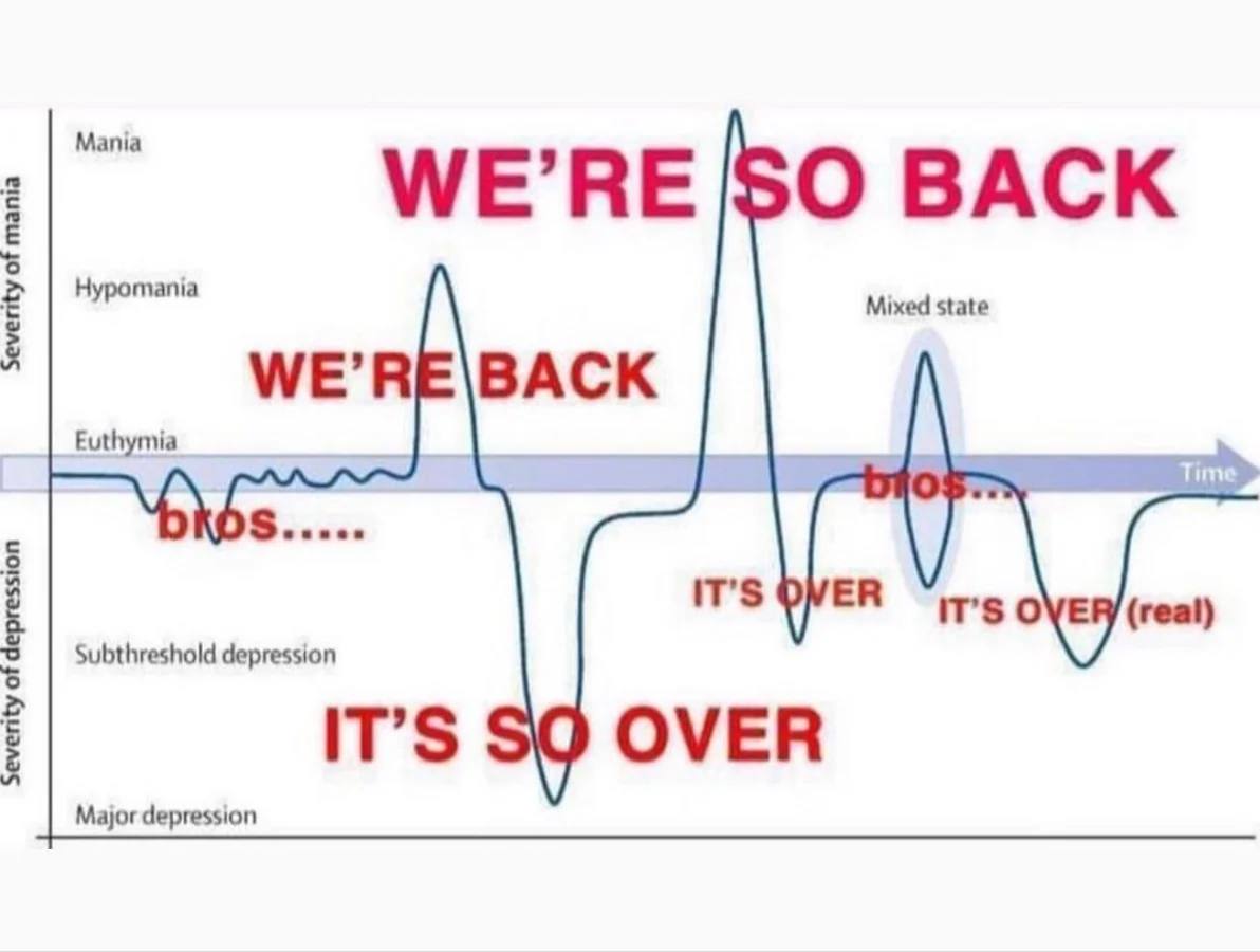 Мата WE’RE BACK Hypomania Mixed state Euthymia WE’RE\BACK а ФМЕЯ “iso (real) Subthreshold depression IT’S 30 OVER Major depress: