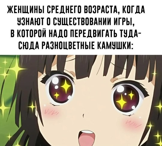 ЖЕНЩИНЫ СРЕДНЕГО ВОЗРАСТА, КОГДА УЗНАЮТ 0 СУЩЕСТВОВАНИИ ИГРЫ, В КОТОРОЙ НАДО ПЕРЕДВИГАТЬ ТУДА- СЮДА РАЗНОЦВЕТНЫЕ КАМУШКИ: