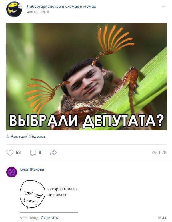 Либертарианство в схемах и мемах час назад и; ВЫБРА ЕПУТАТА? Аркадий Фёдоров 63 8 1.7К Блог Жукова автор как мать поживает час назад Ответить 41
