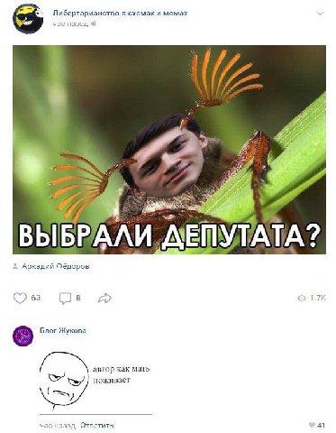 Либертарианство в схемах и мемах час назад и; ВЫБРА ЕПУТАТА? Аркадий Фёдоров 63 8 1.7К Блог Жукова автор как мать поживает час назад Ответить 41