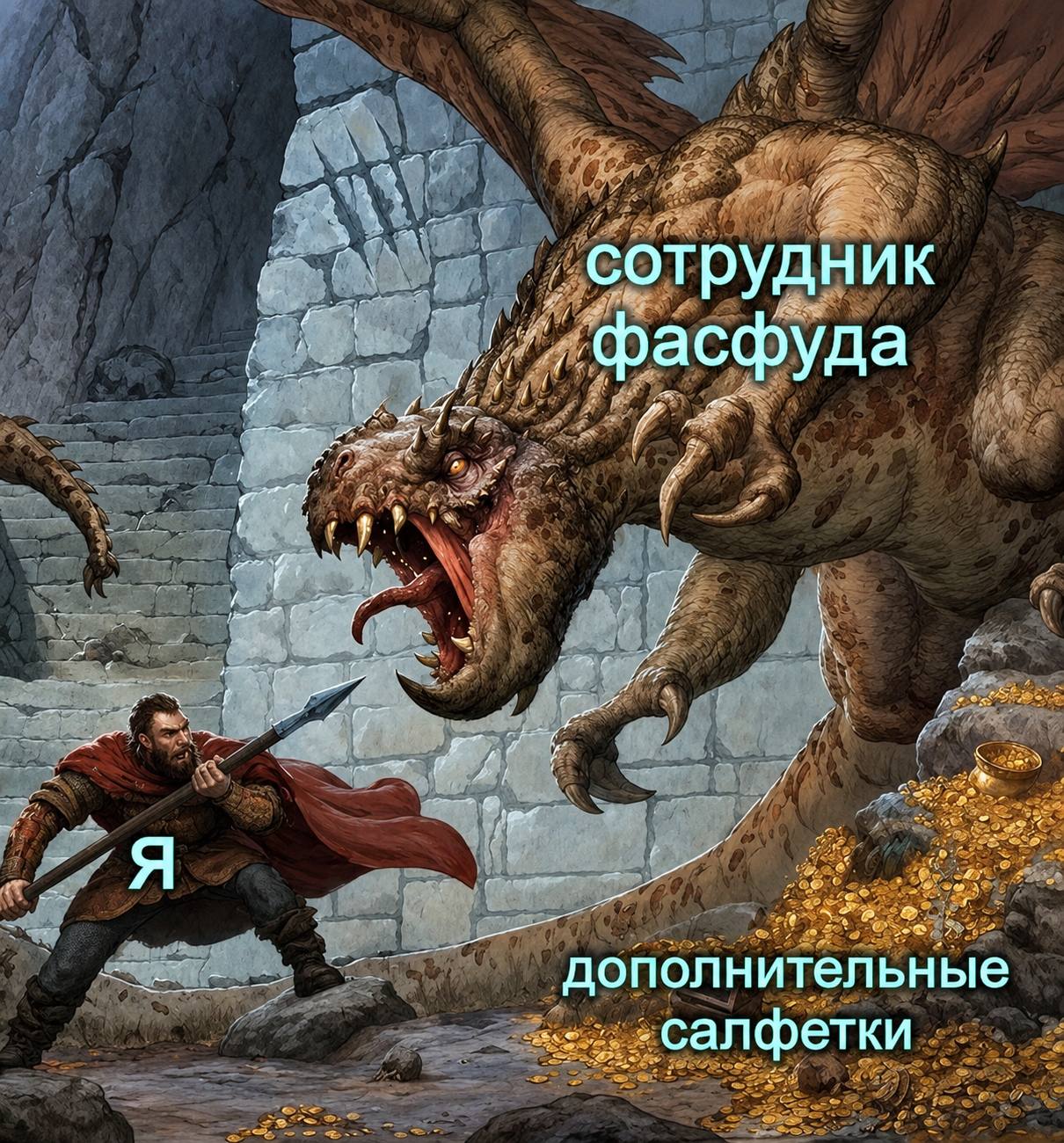 А 4 сотрудник „фасфуда LAS 7 foes дополнительные салфетки