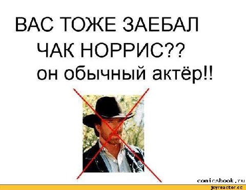 ВАС ТОЖЕ ЗАЕБАЛ ЧАК НОРРИС?? он обычный актёр!!