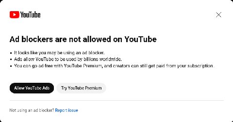 Я (С YouTube blockers are not allowed on YouTube It looks like you may be using an blocker. Ads allow YouTube to be used billions worldwide. You can ad-free with YouTube Premium, and creators can stil