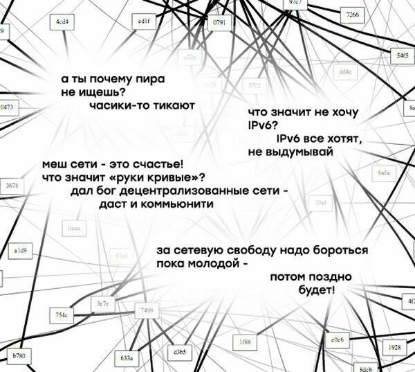 7555 edif 079 У 54:5 а ты почему пира не ищешь? часики-то тикают что значит не хочу IPv6 все хотят, не выдумывай меш сети это счастье! что значит «руки кривые»? дал бог децентрализованные сети даст и 