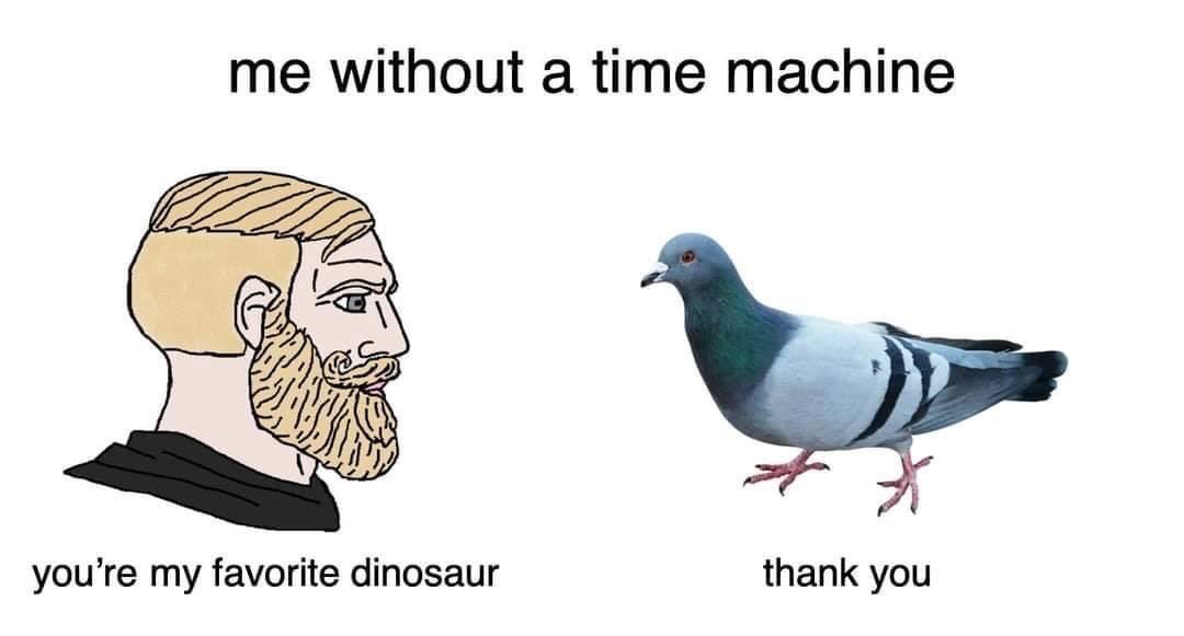 me without a time machine you’re my favorite dinosaur thank you