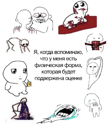 Я, когда вспоминаю что у меня есть физическая форма которая будет подвержена оценке